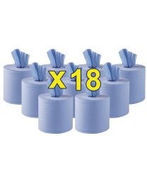 Jantex centrefeed 2-laags handdoekrollen blauw 120m (18 stuks)