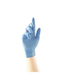 Versterkte blauwe antibacteriële nitriel handschoenen M